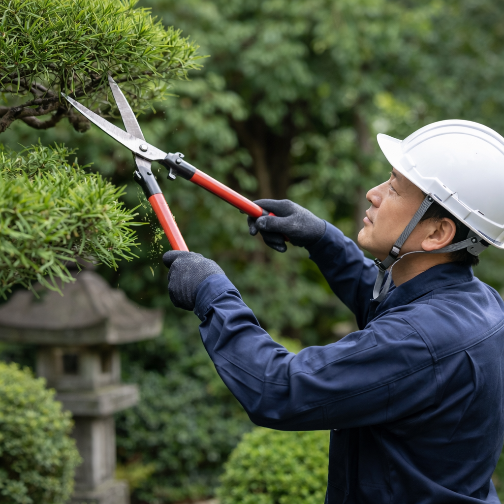 庭木剪定作業の様子