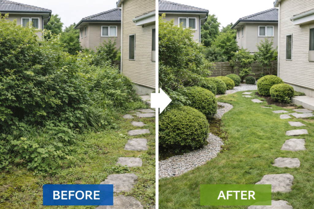 庭のビフォーアフター施工事例｜造園業ホームページ制作例｜東日本コンピュータサービス