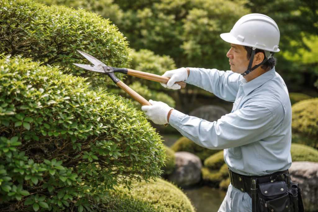 庭木の剪定作業の様子｜造園業ホームページ制作例｜東日本コンピュータサービス
